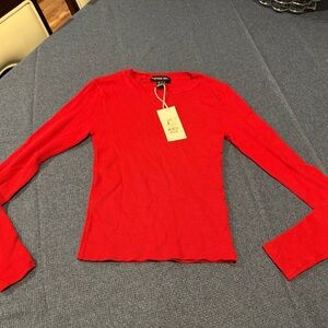 Forever 21 Red Fitted Long Sleeve Blouse